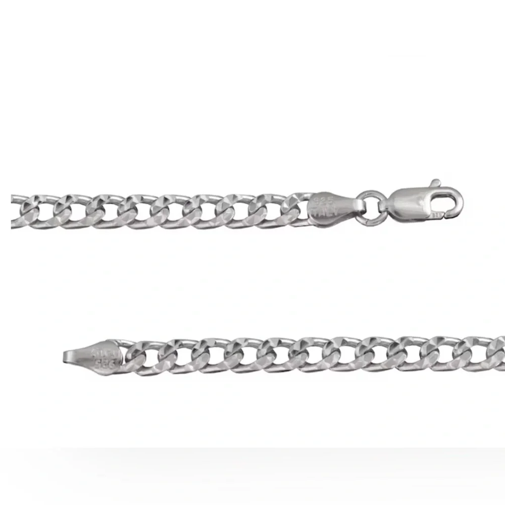 Zales Men's 22” 3.75mm Diamond-Cut Curb Chain 925 Sterling Silver Made in Italy